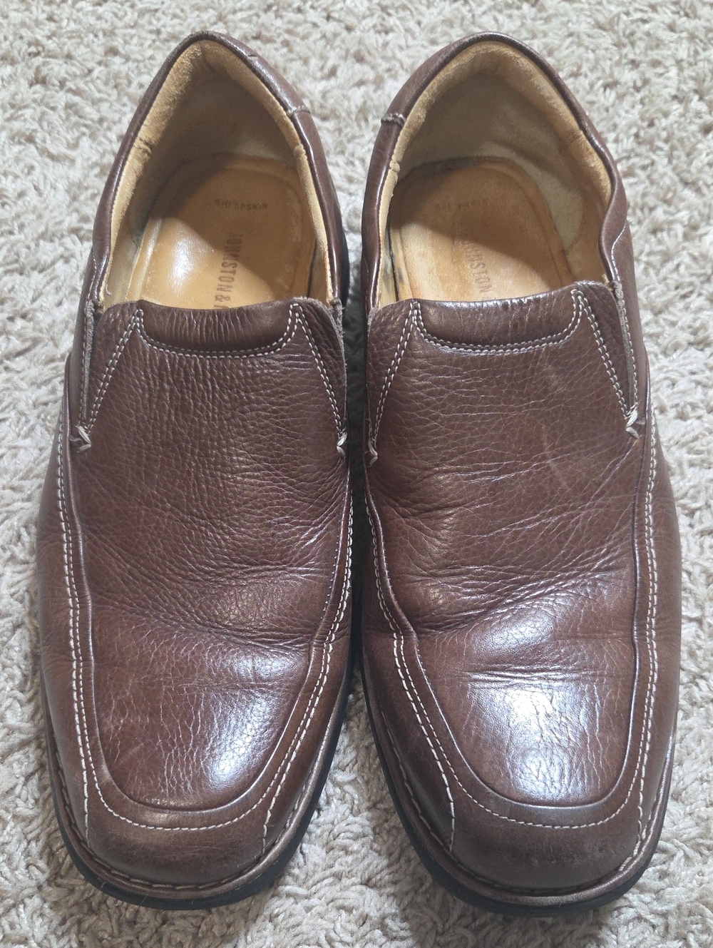 Johnston & Murphy 9M Brown Leather Casual Slip-On Loafers